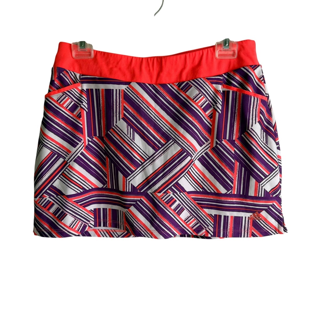 ADIDAS Golf Tennis Tween Bright Multicolor Geometric Stripe Girls Skort, XL